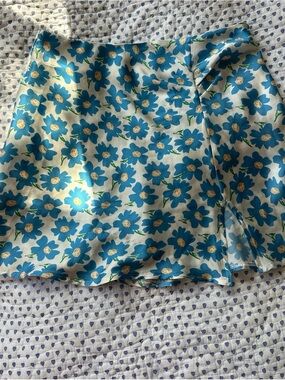 Free People Floral Blue and White Mini Skirt